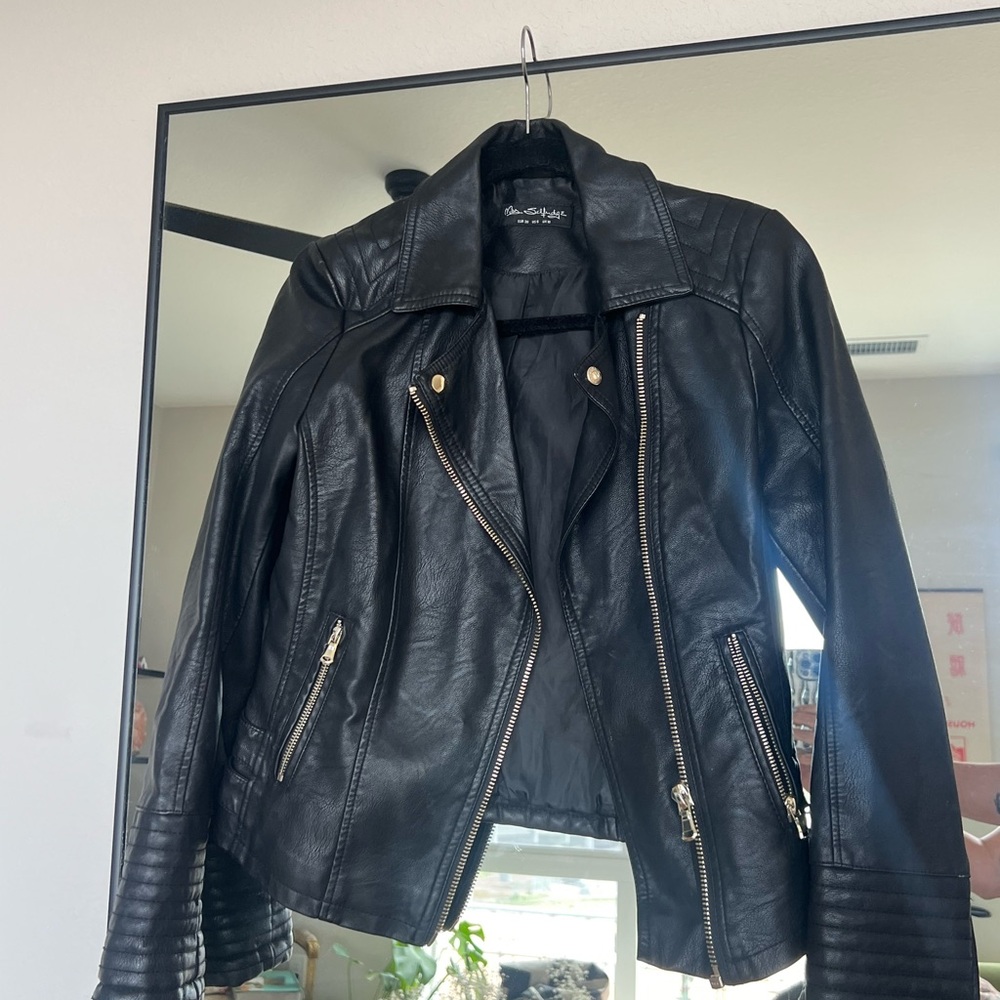 Genuine Leather Jacket - fun texture & zippers